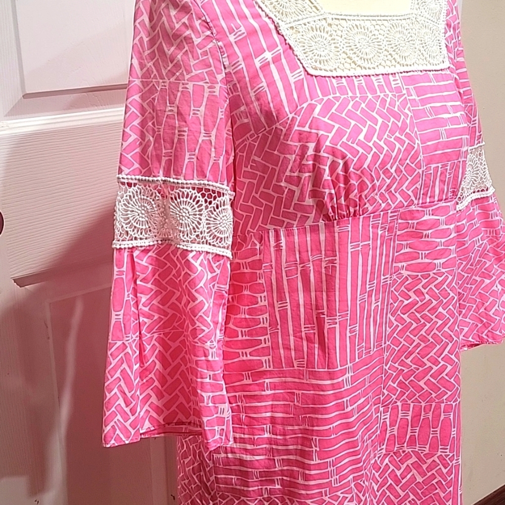 Lilly Pulitzer Chapman Tunic Pink & White Floral Lace Dress Women's Size Small - Picture 3 of 15